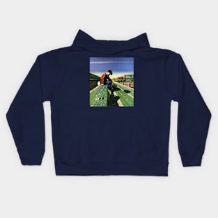 Vintage Sports, Sad Football Fan with Megaphone Kids Hoodie